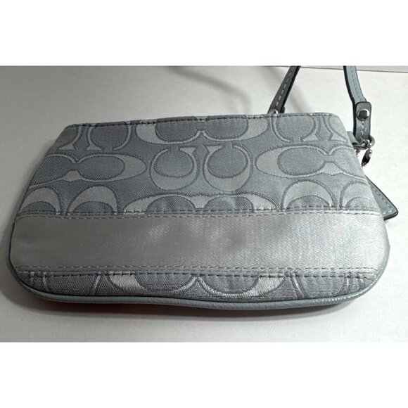 Coach Signature Gray Wristlet Pouch with mini hang tag 7”x4.5” - Picture 8 of 10